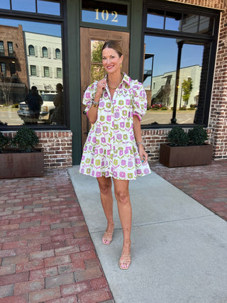 Entro | Quinella Floral Ruffle Hem Dress Almond