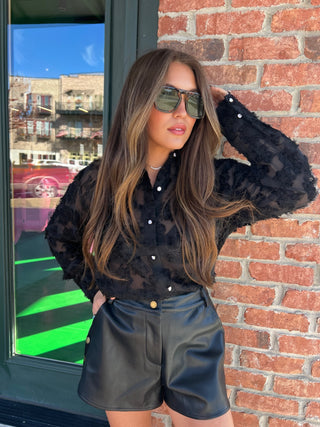 Heyson | Ally Textured Button Blouse Black