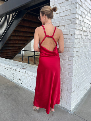 Dress Forum | Paula Twisted Strap Maxi Dress Red