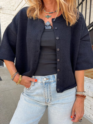 Entro | Greia Button Front Sweater Black