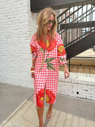 Poppy Picnic Gingham Dress Red