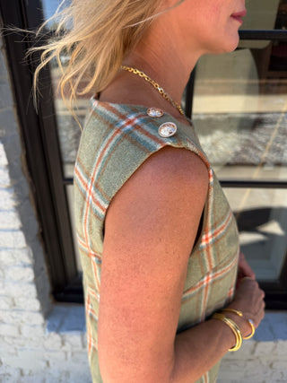 Mae Plaid Dress Olive Brick