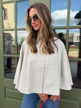 Nora Plaid Poncho Top