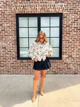 Fade Theory Denim Pleated Skort