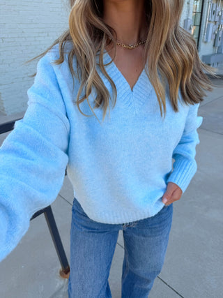 Kendall V Neck Sweater Light Blue