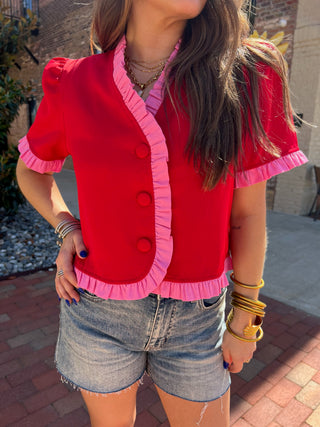 Entro | Aluna Short Sleeve Top Red