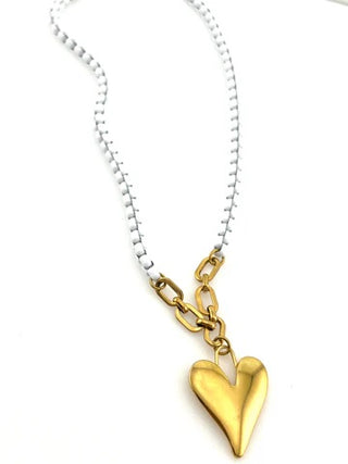 Gina Carmen | White Metal Heart Necklace