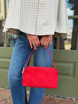 Vintage Suede Shoulder Bag Red