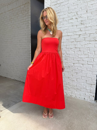 Z SUPPLY| Sunsought Strapless Midi Dress Lychee