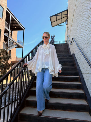 Marlowe Ruffle Cuff Blouse Cream