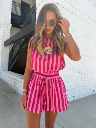 GLAM | Charlie Stripe Padded Set - Fuchsia
