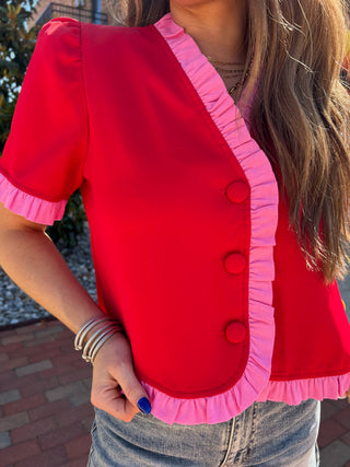 Entro | Aluna Short Sleeve Top Red