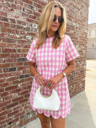 MABLE | Eleanor Scalloped Dress Pink