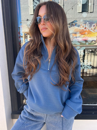 Ciri Quarter Zip Pullover Midnight Blue [Door Buster]