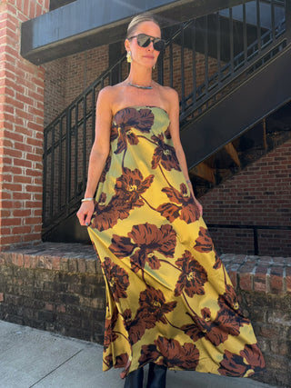 Jillian Print Maxi Dress Olive