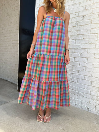 Uncertain Texas Plaid Maxi Dress