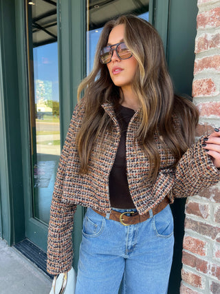 Steve Madden | Avie Jacket Brown Plaid Mix
