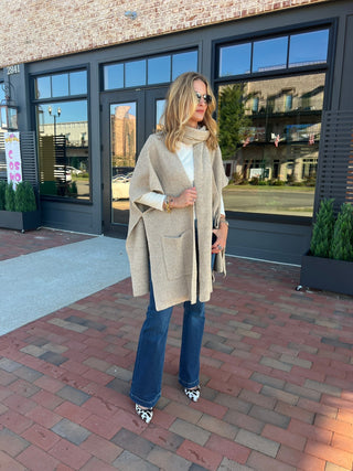 Sage The Label | Brienne Scarf Cardigan Taupe