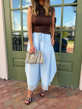 Emery Lace Pants Light Blue