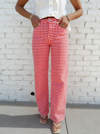 JBD | The Cherie Gingham Jeans Red