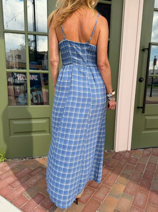 Z SUPPLY |  Angel Eyes Plaid Midi Dress Mystic Blue