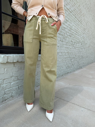 Vervet | Juniper High Rise Elastic Drawstring WB Baggy Wide Jeans