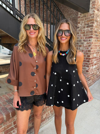 ENTRO | Mocha Dot Blouse