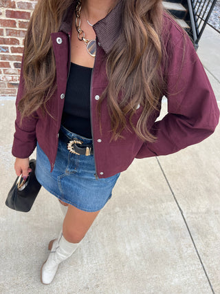 NEEDIi | Nikki Cropped Barn Jacket Wine