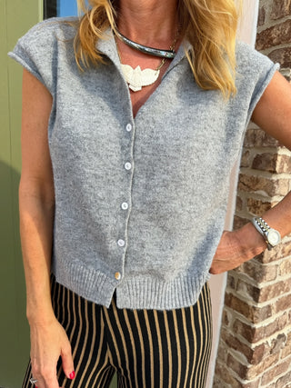Lottie Knit Cardigan Vest Grey
