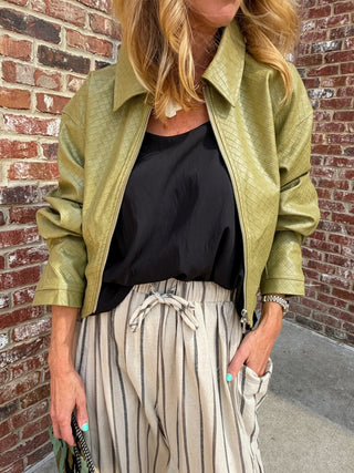 Ira Cropped Jacket Chartreuse