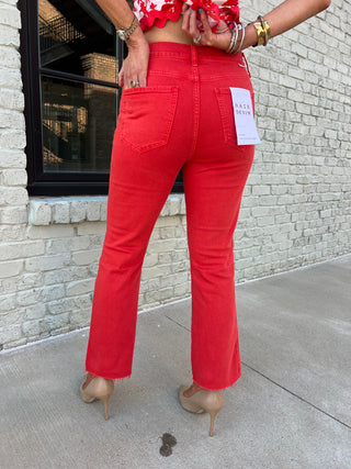 Daze Denim| Shy Girl Crop Flare Cherry