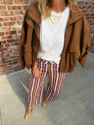 Liz Stripe Pants Brown/Blue/Red