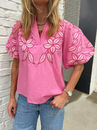 THML | Magnolia Bloom Embroidered Top