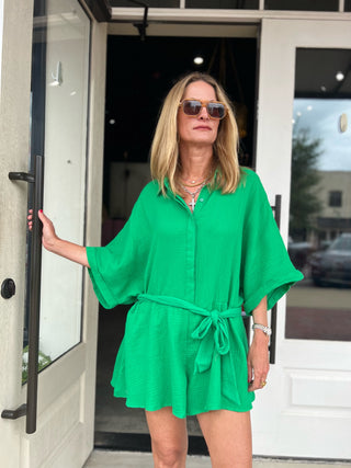 Meet Me In Santorini | Jade Island Shirt Romper