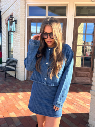 Sage The Label | Chances Jacquard Denim Jacket Medium Blue