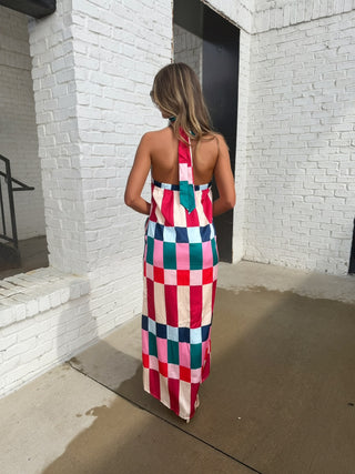 Picnic Check Halter Maxi