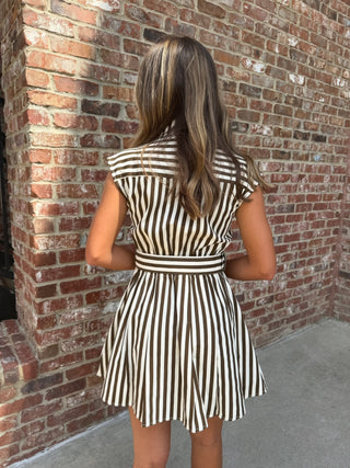 Mia Striped Belted Mini Dress