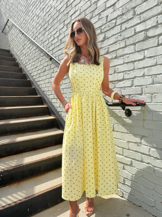 Rising Sun Polka Dot Dress Yellow