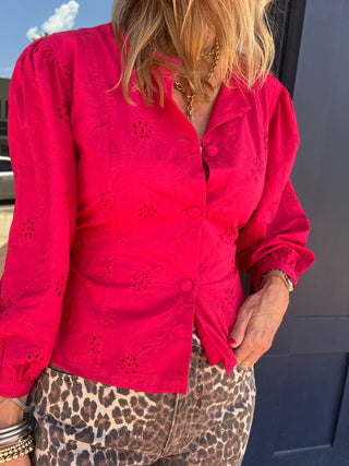 Rockland Eyelet Blouse Red