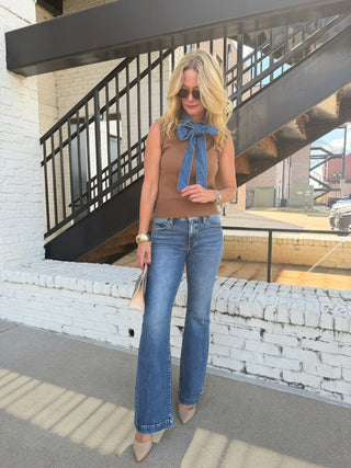 Parton Denim Tie Top