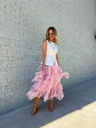 Rosalie Tiered Skirt Blush