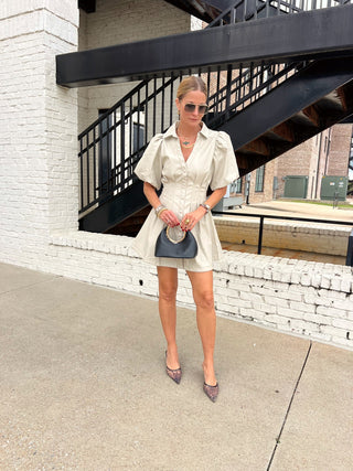 GLAM | Boretta Pleather Dress Crm