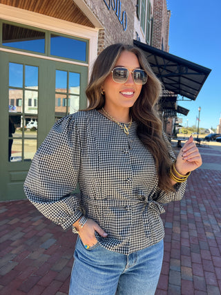 Olivaceous | Mya Checkered Shirt Black Taupe
