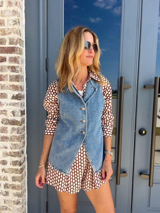 EESOME | Kaci Button Denim Vest Denim