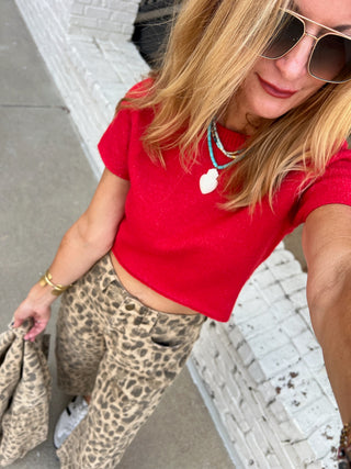 Le Lis | Cozy Crushed Cropped Sweater Red