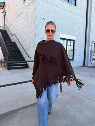 Soren Fringe Poncho Brown