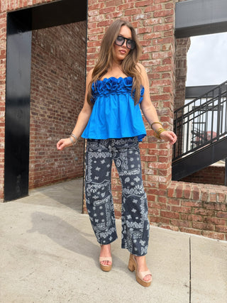 HEYSON | Flower Applique Top Royal