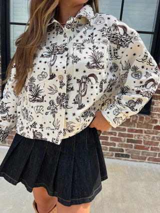 Western Ink Denim Top