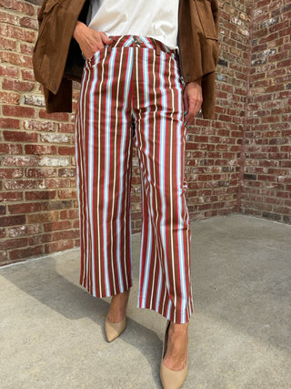 Liz Stripe Pants Brown/Blue/Red