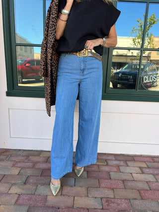 Z Supply | Mia Loose Wide Leg Denim Pant Worn Indigo